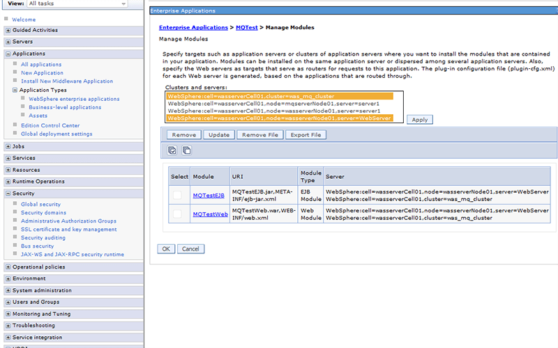 websphere enterprise applications